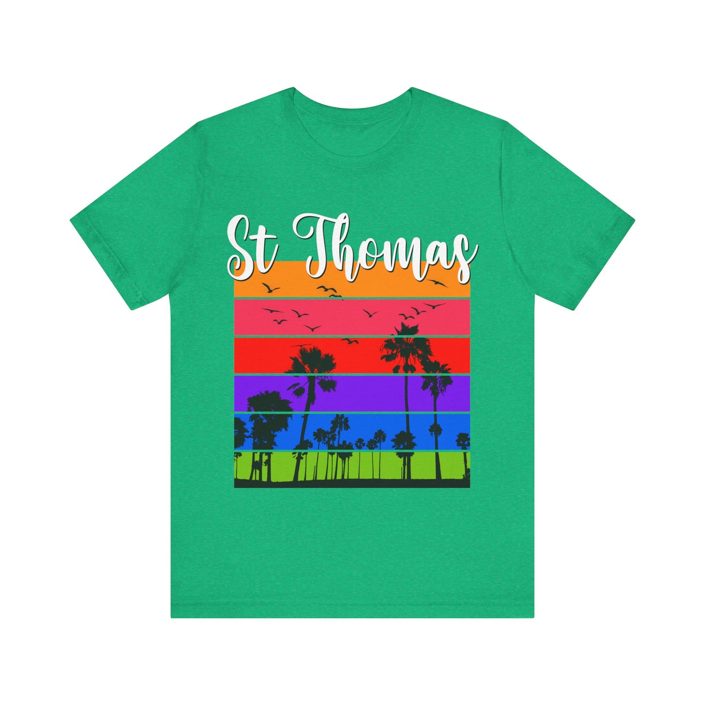 St Thomas Lover  Beach Rainbow Palm Trees Vacation Souvenir Travel Caribbean Sea shirt - NPT196ALL