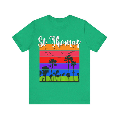 St Thomas Lover  Beach Rainbow Palm Trees Vacation Souvenir Travel Caribbean Sea shirt - NPT196ALL