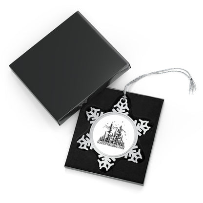 Glacier National Park Adventure Outdoors  Hiking Wanderlust Explore Pewter Snowflake Ornament - NP0176ALL