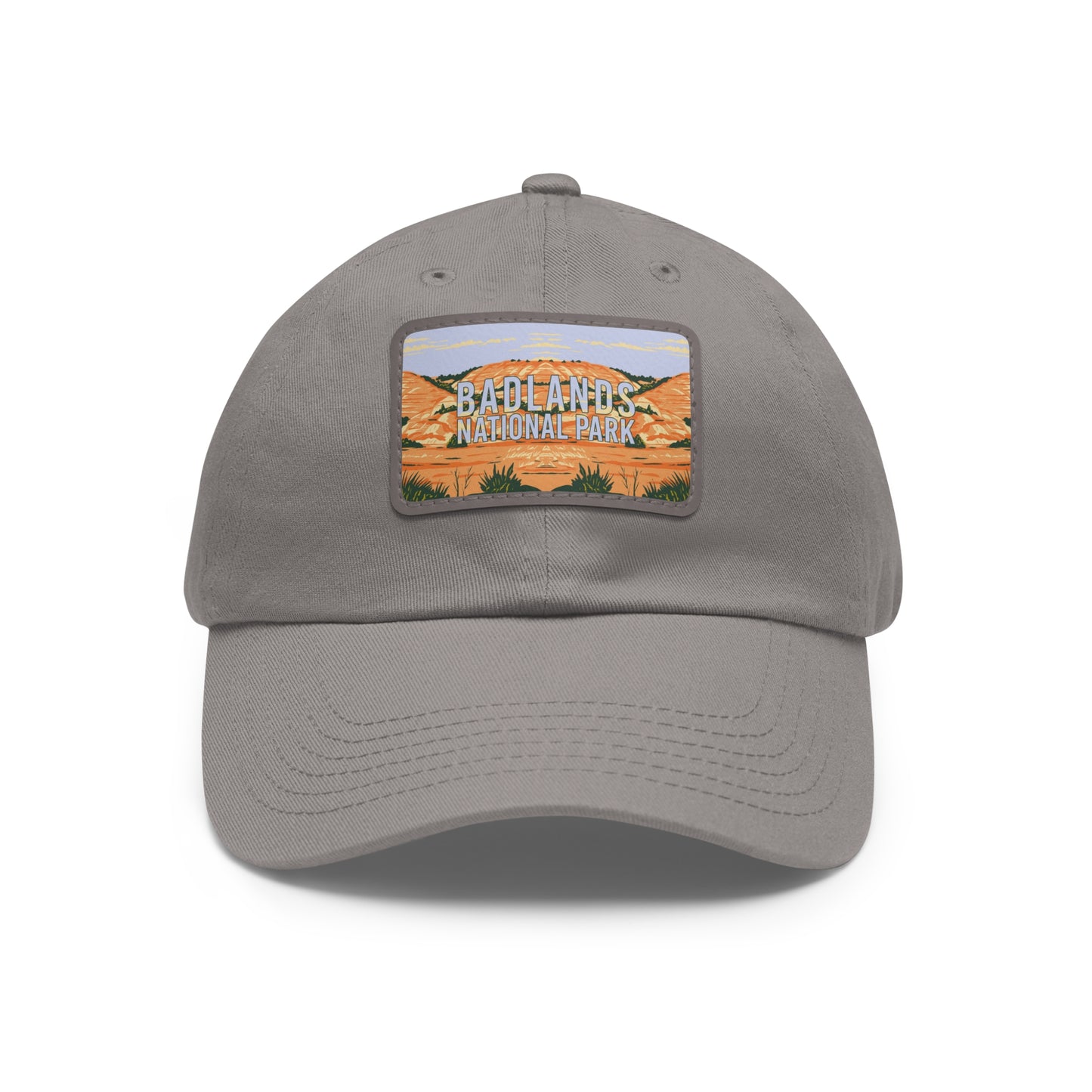 Badlands Leather Patch Hat, Vintage Travel Badlands National Park Mountain Camping Hiking Mountain Hat - HATNP008