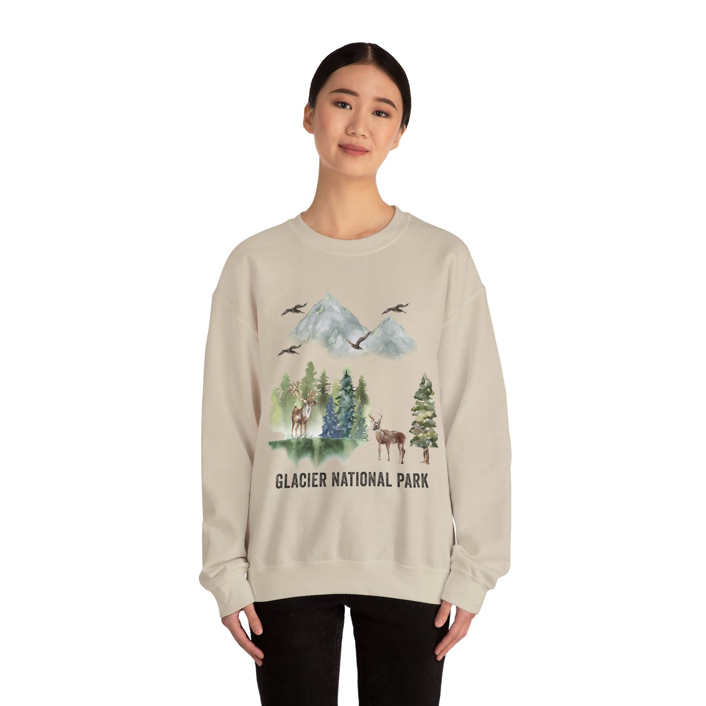 Glacier National Park Mountain Watercolor Sweatshirt - NPT062ALL