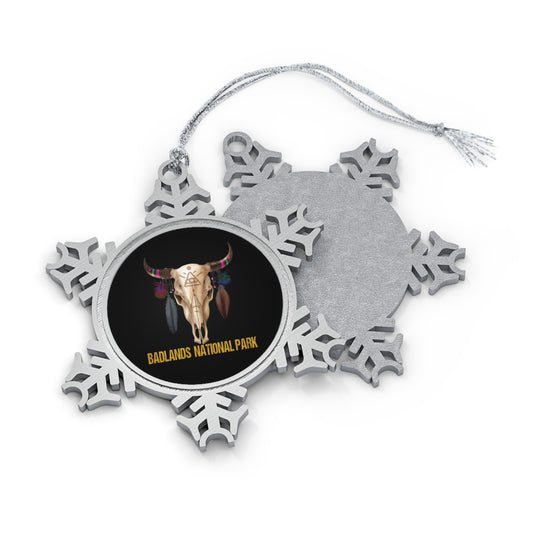 Badlands National Park NPS Bison Buffalo Hiking Forest Pewter Snowflake Ornament - NP0400ALL