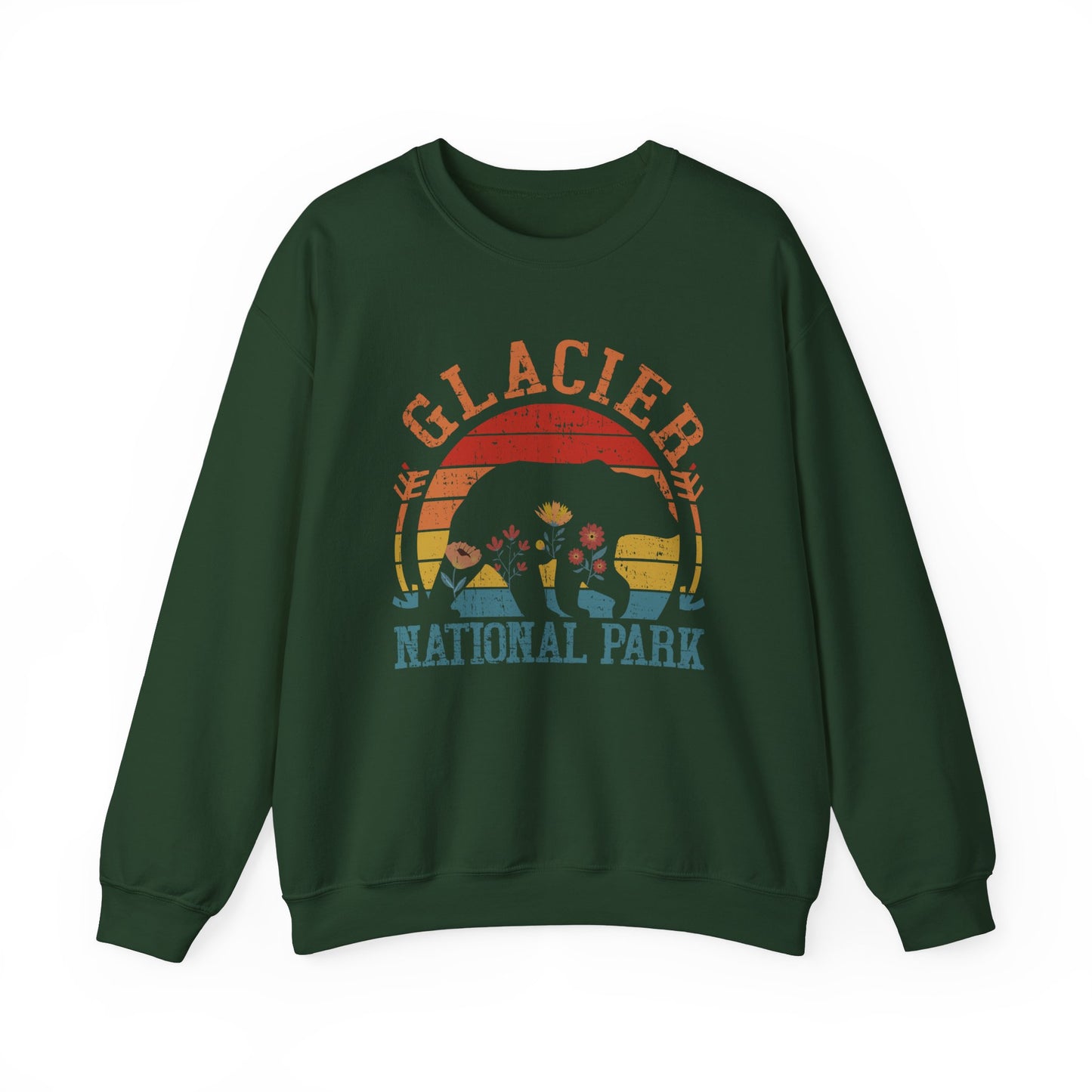 Glacier National Park Bear Floral Hiking Forest Camping Mountain Wild Flower Hiking Travel Sweatshirt - NPT015ALL