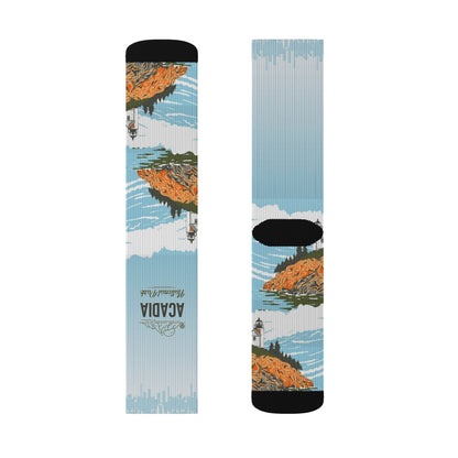 Acadia Sublimation Socks Gifts for National Park Lovers, Gifts from Friends, Gifts for Outdoor Enthusiasts SOCKNP009