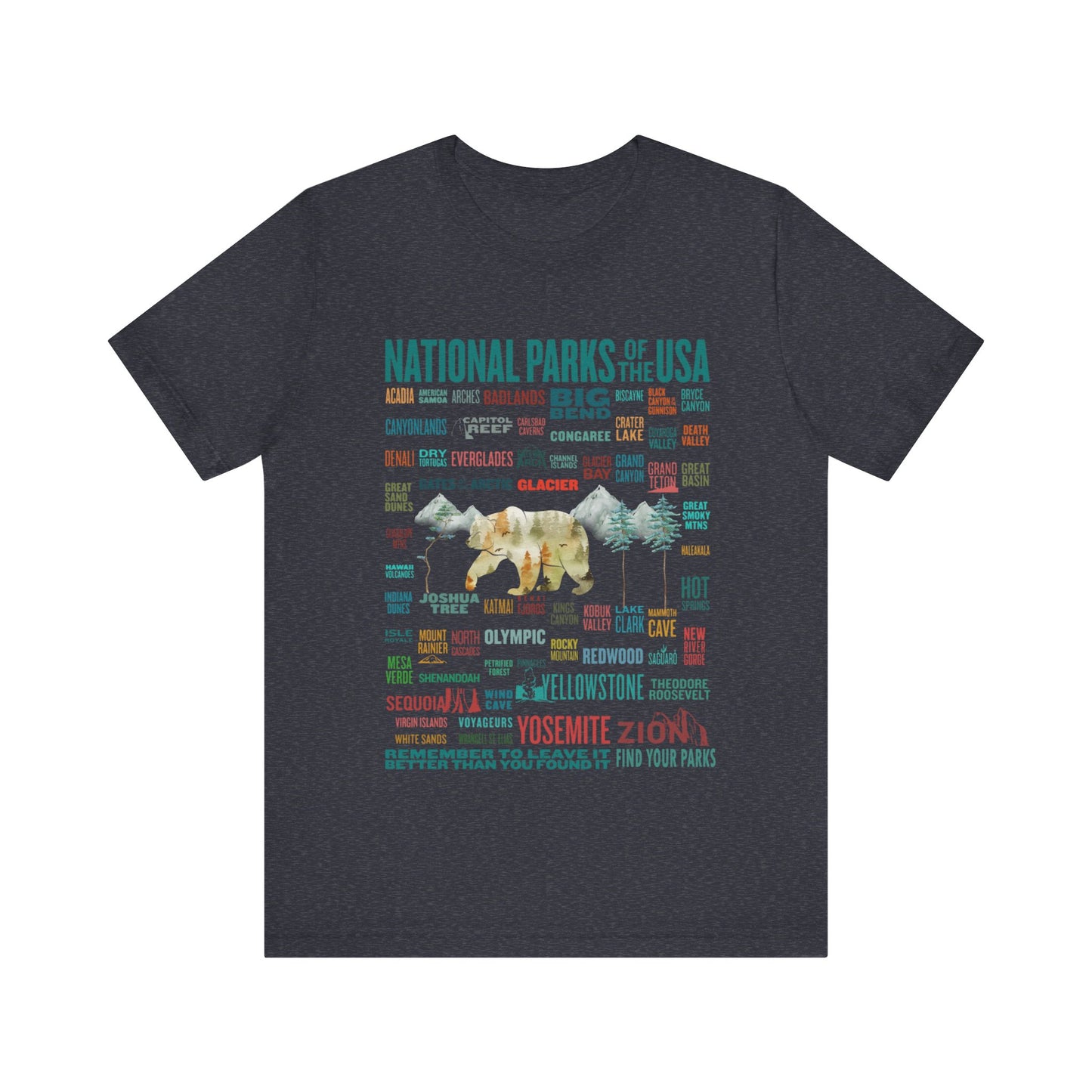 63 National Park Name Crewneck Shirt, All 63 US National Park List Adventure Awaits Checklist shirt - Np0324all