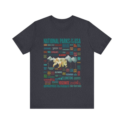 63 National Park Name Crewneck Shirt, All 63 US National Park List Adventure Awaits Checklist shirt - Np0324all