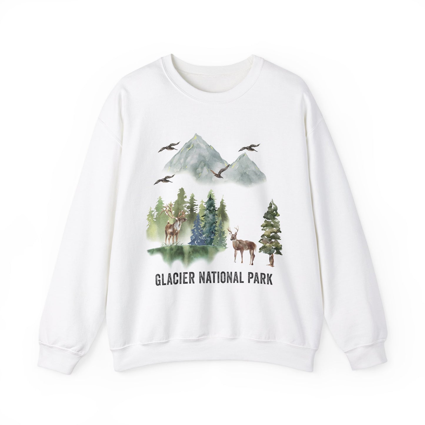 Glacier National Park Mountain Watercolor Sweatshirt - NPT062ALL