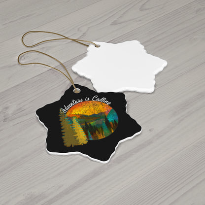 Adventure Is Calling Ornament, Adventure Awaits US National Park Mountains Hiking Outdoors Wanderlust Ceramic Ornament - NP0144ALL