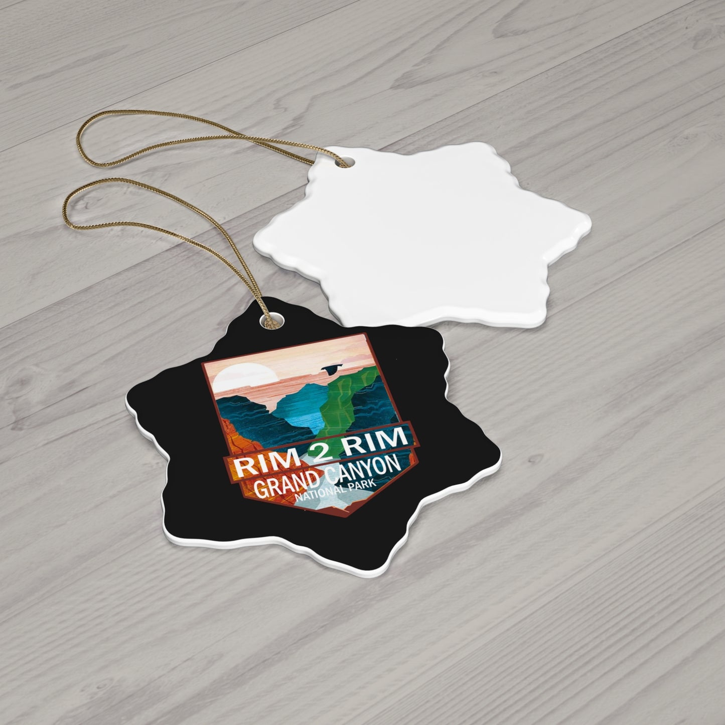 Rim 2 Rim Ornament, Grand Canyon National Park Hiker R2R Hiking Camping Ceramic Ornament - NP0431ALL