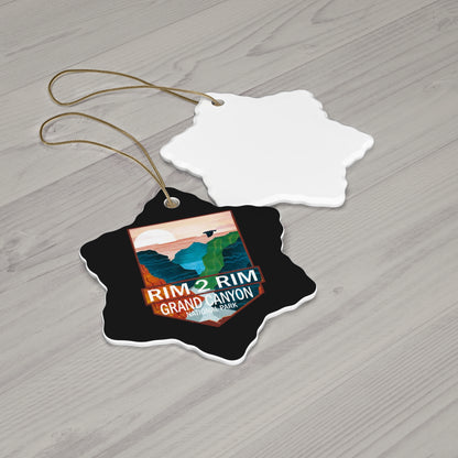 Rim 2 Rim Ornament, Grand Canyon National Park Hiker R2R Hiking Camping Ceramic Ornament - NP0431ALL