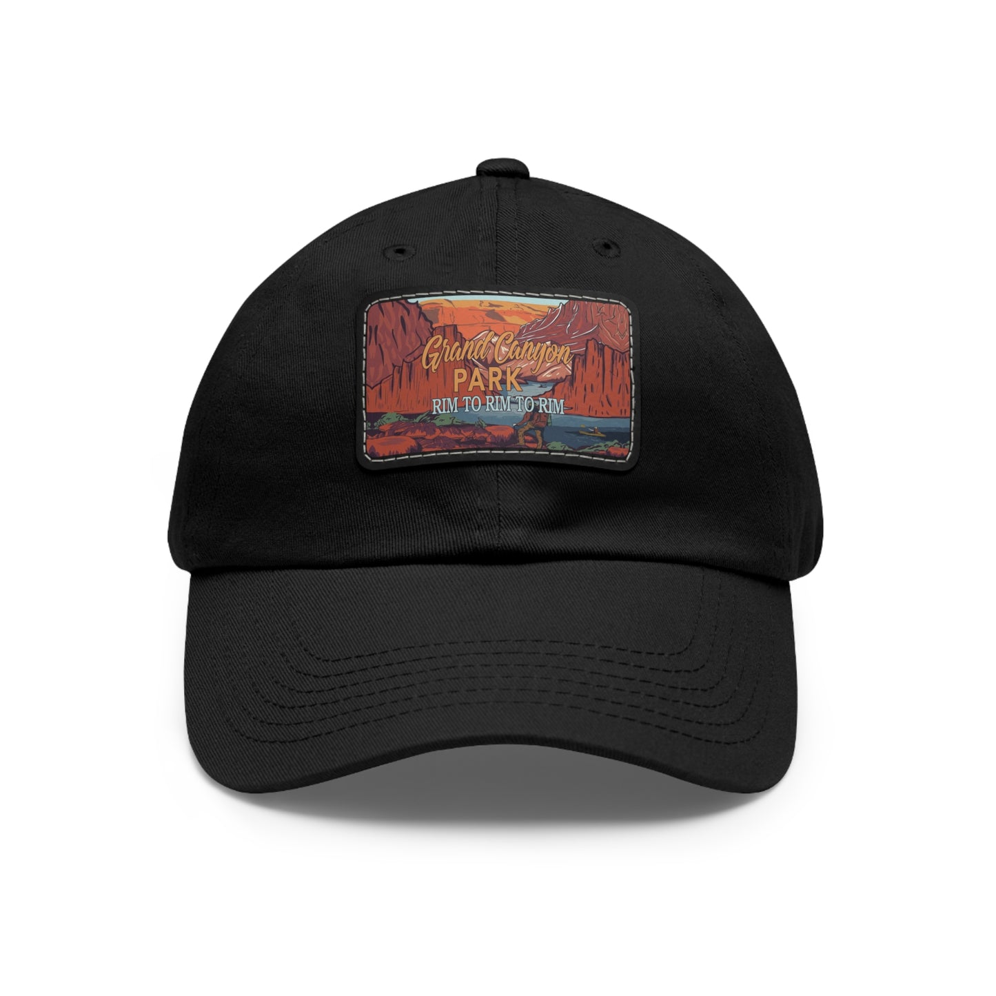 Rim To Rim To Rim Leather Patch Hat, Grand Canyon National Park Mountain Camping Hiking Mountain R2R2R Hat - HATNP012