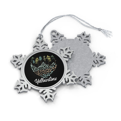 Yellowstone National Park Hiker Hiking Camping Pewter Snowflake Ornament - NP0385ALL