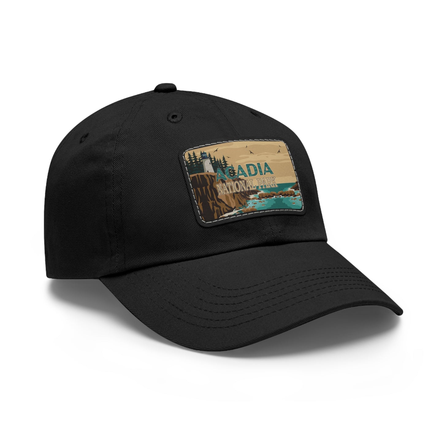 Acadia Leather Patch Hat, Inspirational Camping Gifts for Dad, Father's Day Outdoor Adventure Hat from Family HATNP011