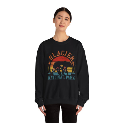 Glacier National Park Bear Floral Hiking Forest Camping Mountain Wild Flower Hiking Travel Sweatshirt - NPT015ALL