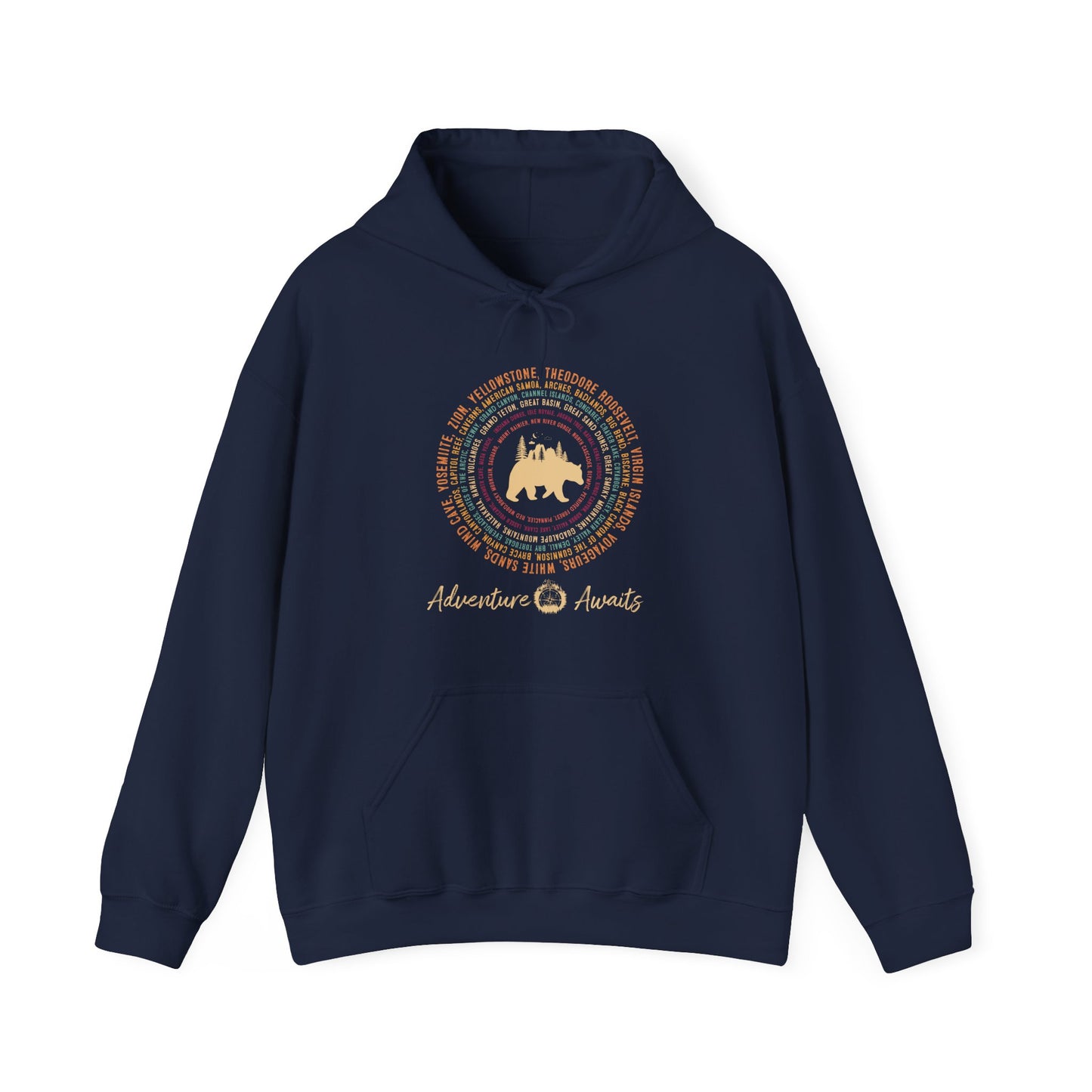 All 63 US National Park Name List Adventure Hiking Hoodie - Npt024all