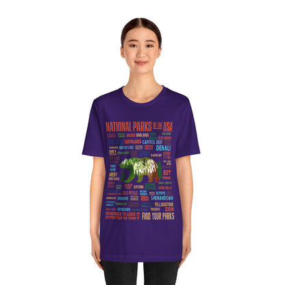 63 National Park Checklist Hiking Shirt, All 63 US National Park Name List Adventure Bear shirt - Npt031all