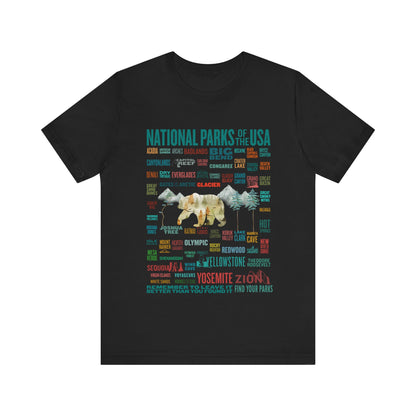 63 National Park Name Crewneck Shirt, All 63 US National Park List Adventure Awaits Checklist shirt - Np0324all