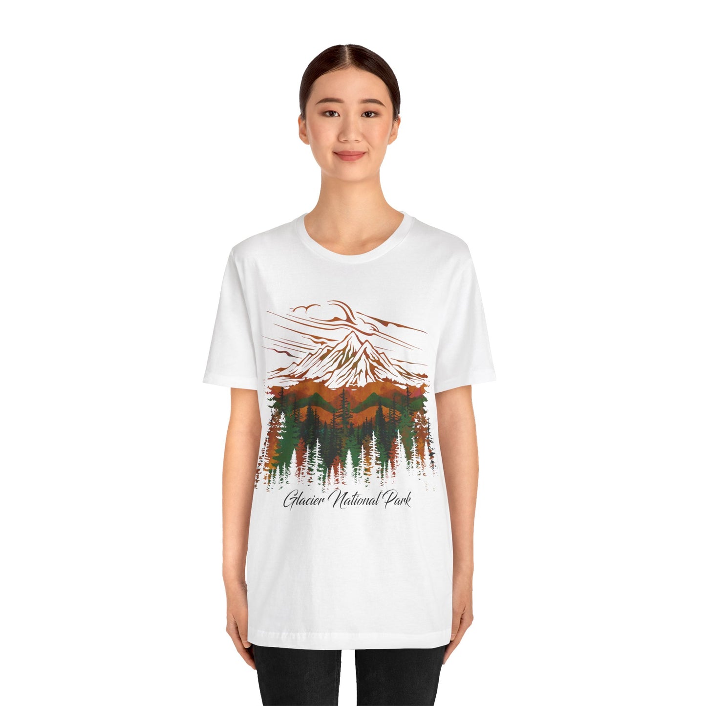 Glacier National Park Watercolor Hiking Camping Mountain Forest Pine tree Shirt - NPT179ALL