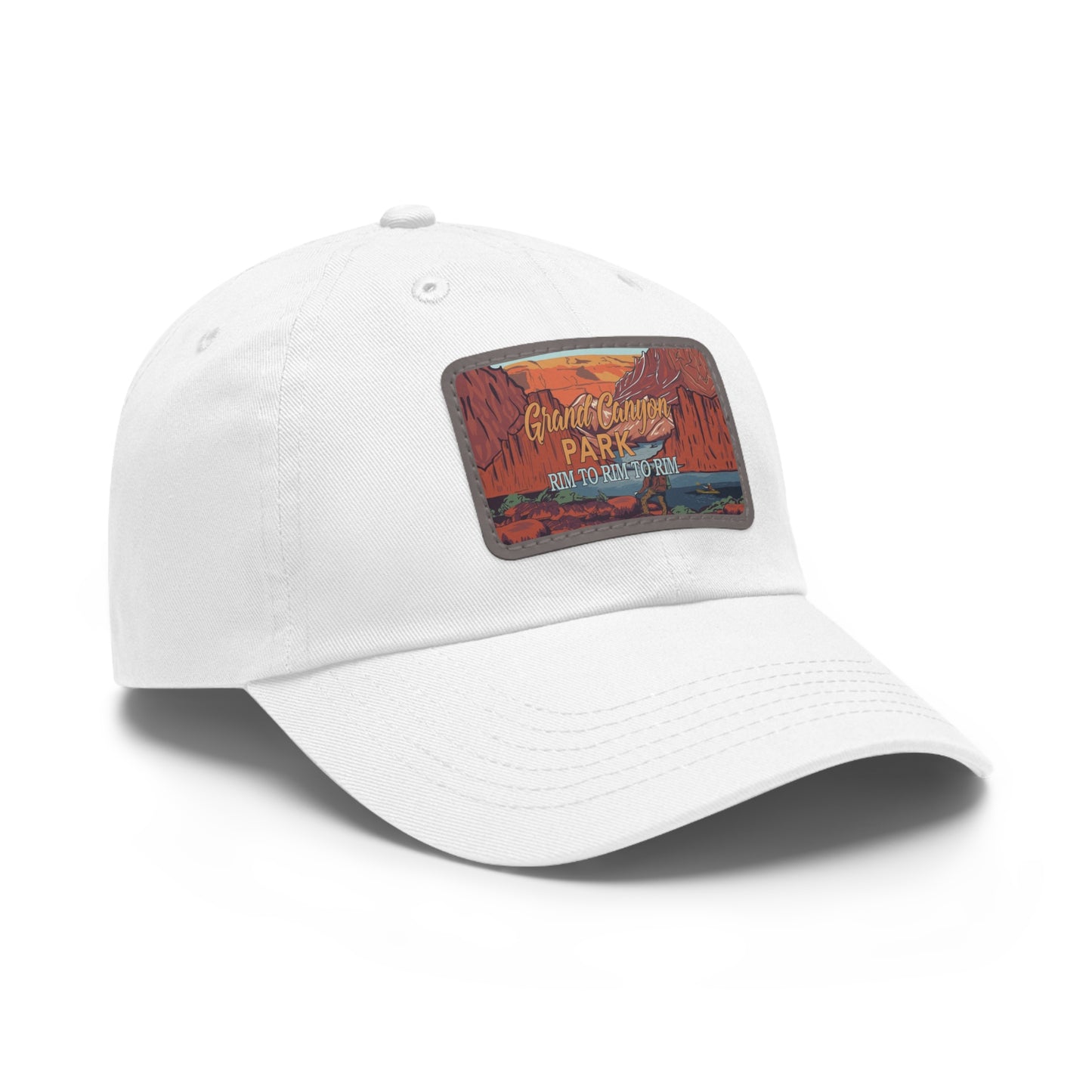 Rim To Rim To Rim Leather Patch Hat, Grand Canyon National Park Mountain Camping Hiking Mountain R2R2R Hat - HATNP012