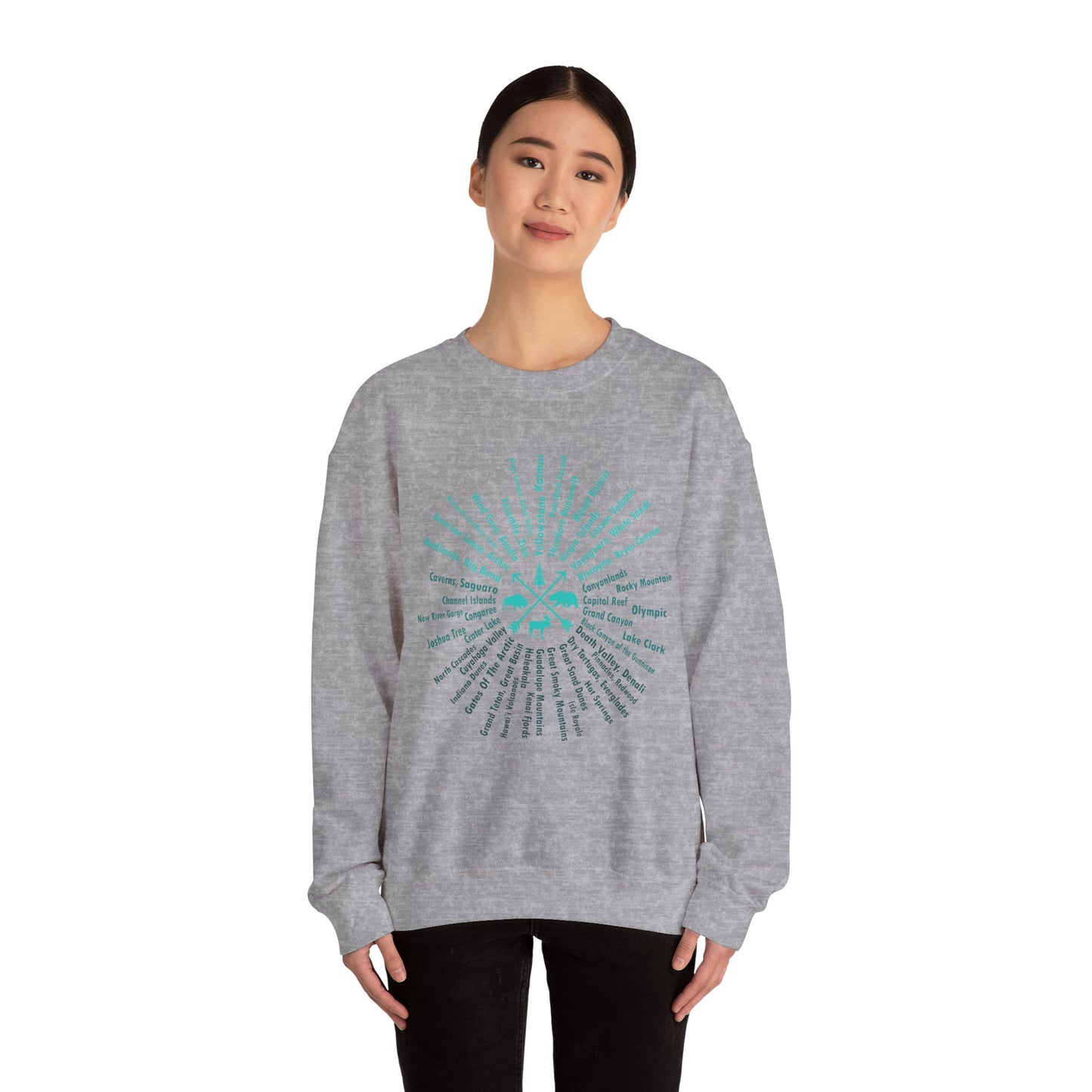 All 63 US National Park List Adventure Awaits Compass Hiking Sweatshirt - NP0125ALL