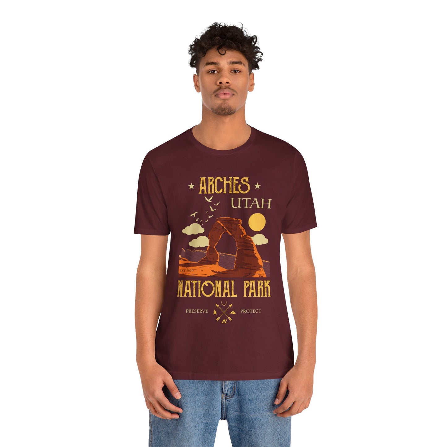 Arches Crewneck Shirt, Vintage Arches National Park Mountain Shirt - NPT046ALL