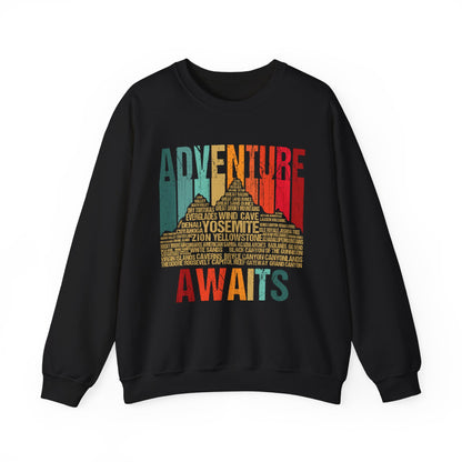 All 63 US National Park Name List Adventure Awaits Camping Sweatshirt - Npt266all