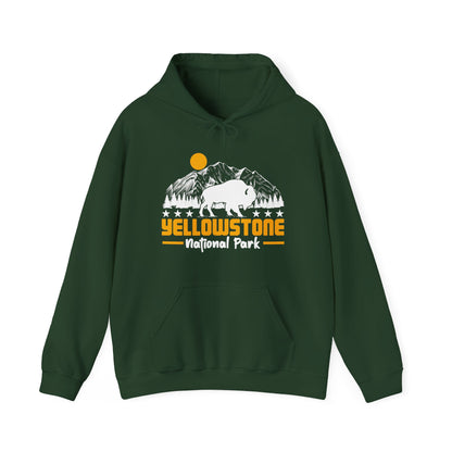 Yellowstone National Park NPS Camping Mountain Buffalo Hiking Hoodie - NPT059ALL