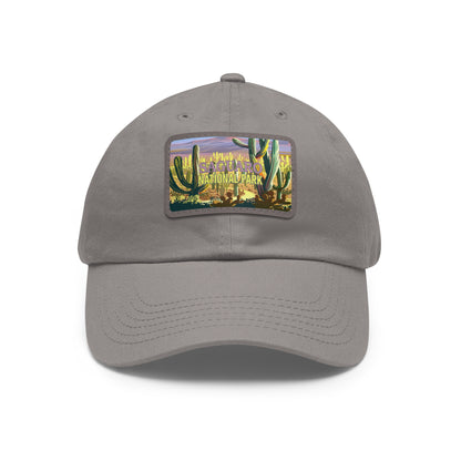 Saguaro Leather Patch Hat, Saguaro National Park Mountain Camping Hiking Mountain Hat - HATNP016