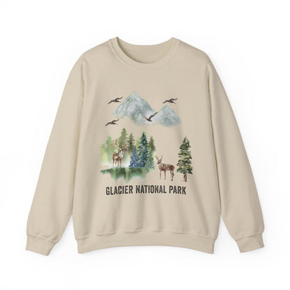 Glacier National Park Mountain Watercolor Sweatshirt - NPT062ALL