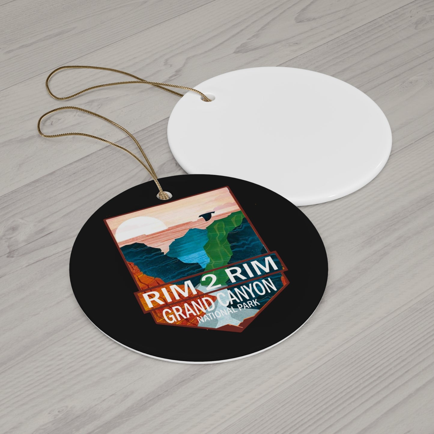 Rim 2 Rim Ornament, Grand Canyon National Park Hiker R2R Hiking Camping Ceramic Ornament - NP0431ALL