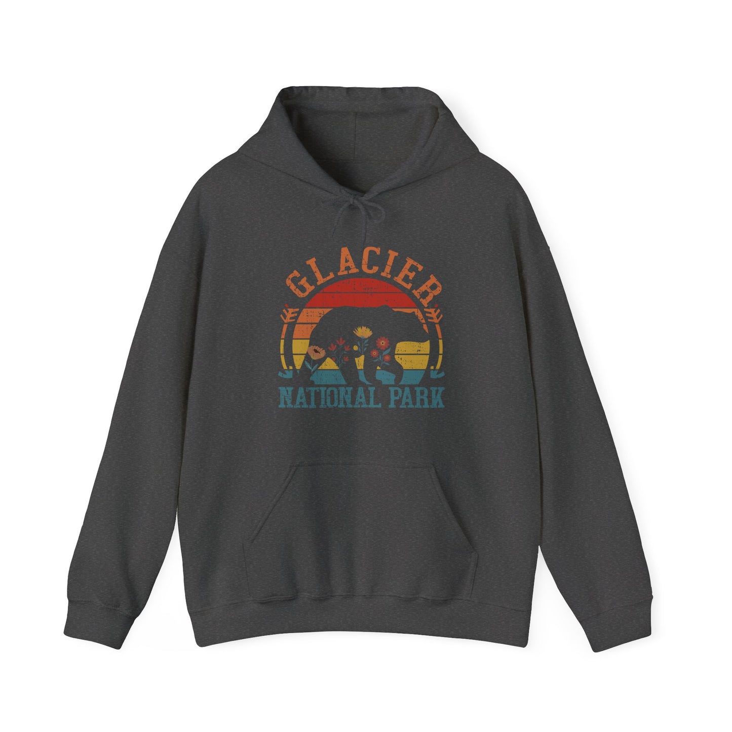 Glacier National Park Bear Floral Hiking Forest Camping Mountain Wild Flower Hiking Hoodie - NPT015ALL