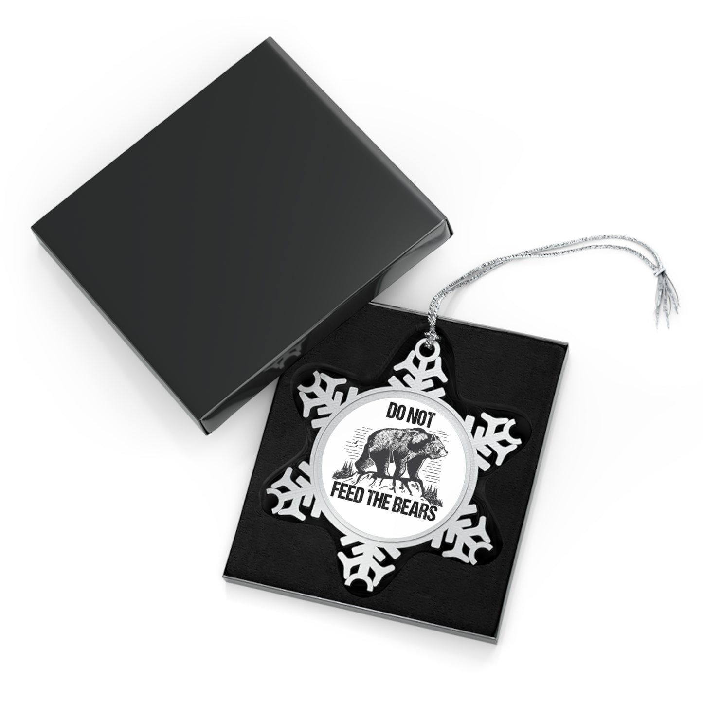 Do Not Feed The Bear Pewter Snowflake Ornament -Christmas Gifts for Friends, Family, Coworkers, NP0107ALL