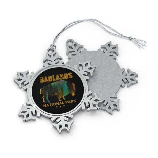 Vintage Badlands National Park Souvenir Hiking Wilderess Pewter Snowflake Ornament - NP049ALL