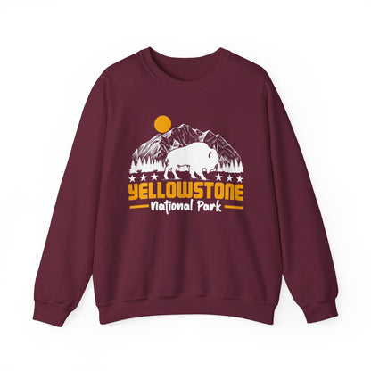 Yellowstone National Park NPS Camping Mountain Buffalo Sweatshirt - NPT059ALL