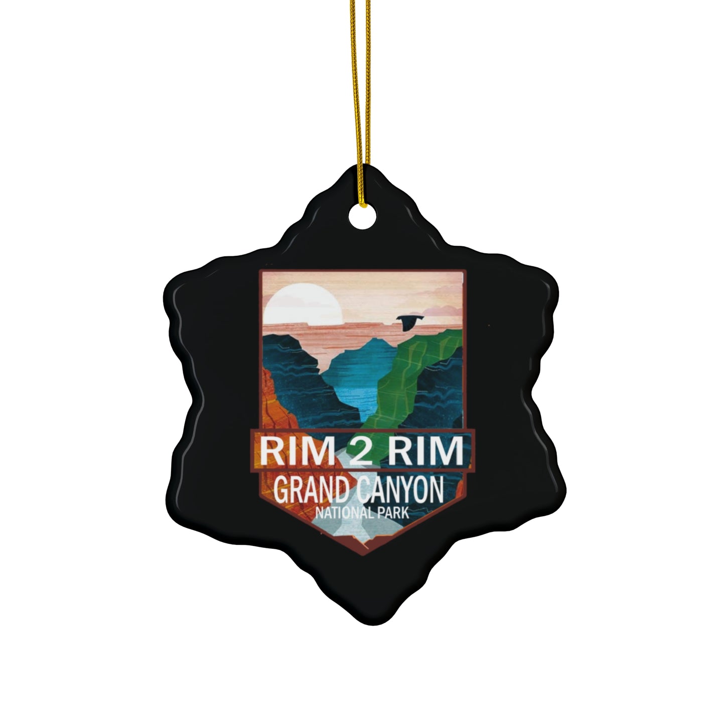 Rim 2 Rim Ornament, Grand Canyon National Park Hiker R2R Hiking Camping Ceramic Ornament - NP0431ALL