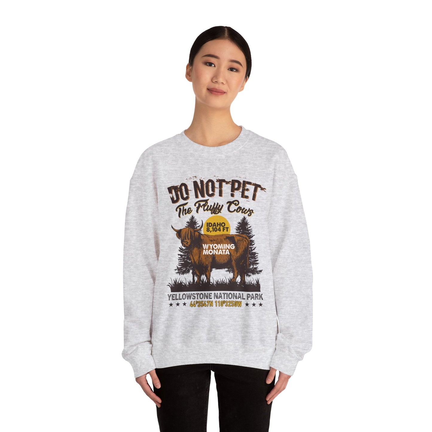 Don't Pet The Fluffy Cows Vintage Yellowstone National Park Idaho Wyoming Monata Buffalo Sweatshirt - NPT108ALL