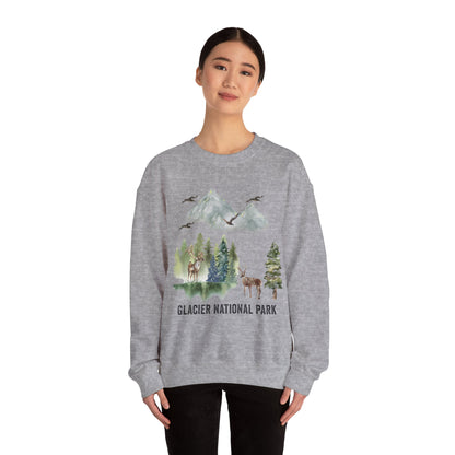 Glacier National Park Mountain Watercolor Sweatshirt - NPT062ALL