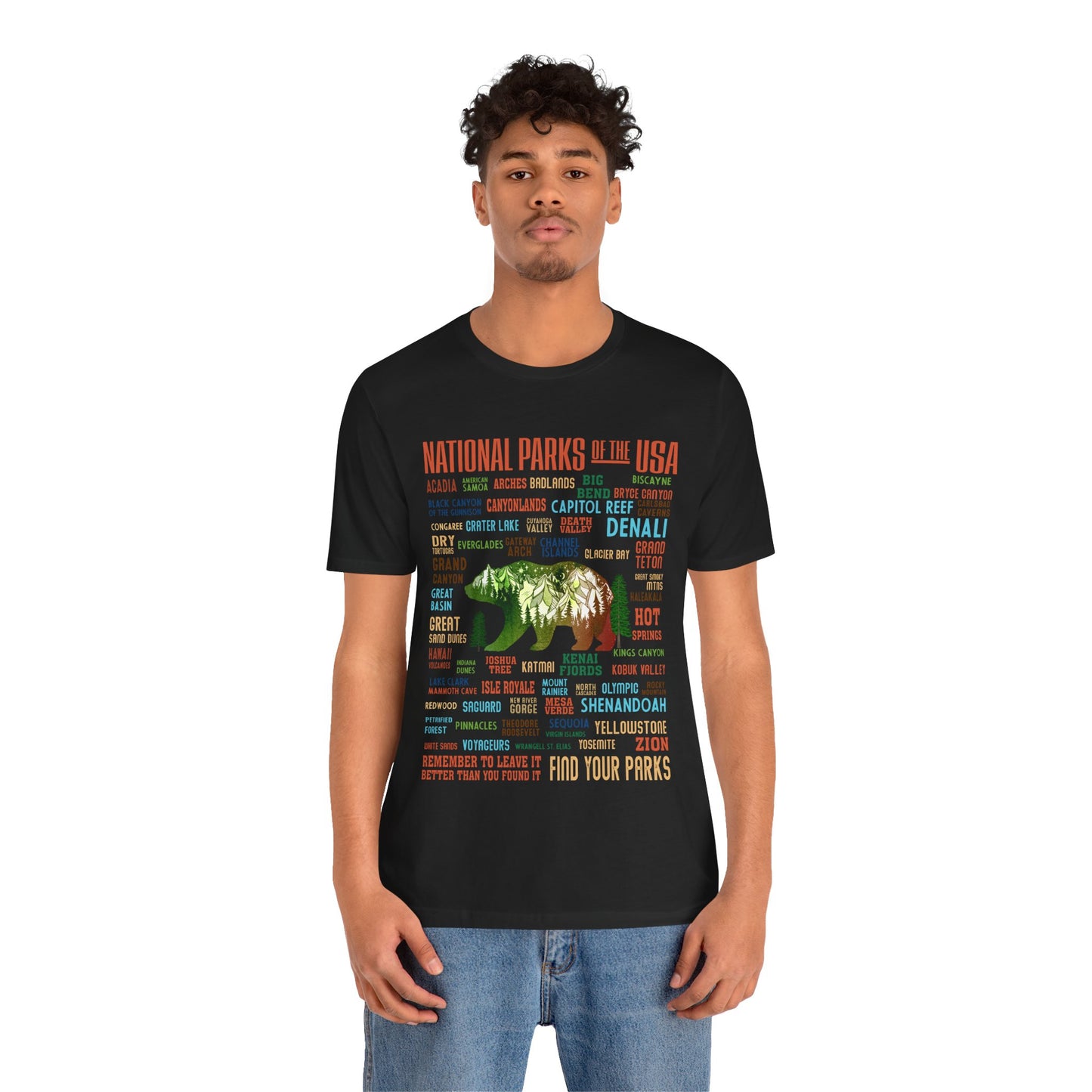 63 National Park Checklist Hiking Shirt, All 63 US National Park Name List Adventure Bear shirt - Npt031all