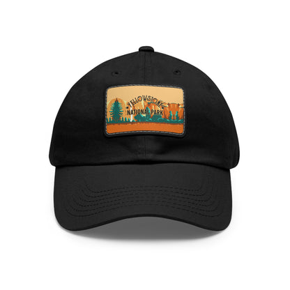 Yellowstone Leather Patch Hat, Travel Yellowstone National Park Mountain Camping Hiking Mountain Hat - HATNP007