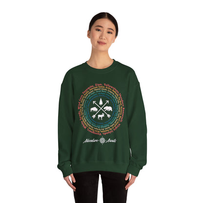 All 63 US National Park List Adventure Awaits Compass Hiking Sweatshirt - Np028all