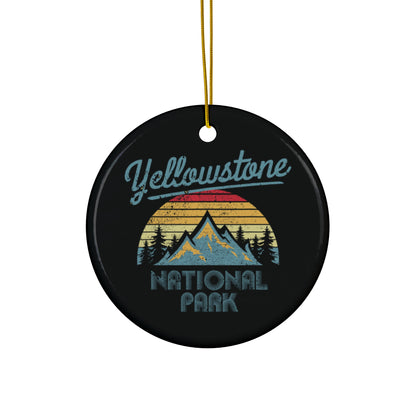 Yellowstone Ornament, Vintage Yellowstone National Park Hiking Mountain Ceramic Ornament - NP095ALL