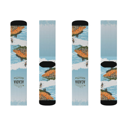 Acadia Sublimation Socks Gifts for National Park Lovers, Gifts from Friends, Gifts for Outdoor Enthusiasts SOCKNP009