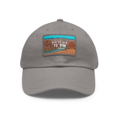 Rim To Rim To Rim Leather Patch Hat, R2R2RTravel Grand Canyon National Park Mountain Camping Hiking Mountain Hat - HATNP005