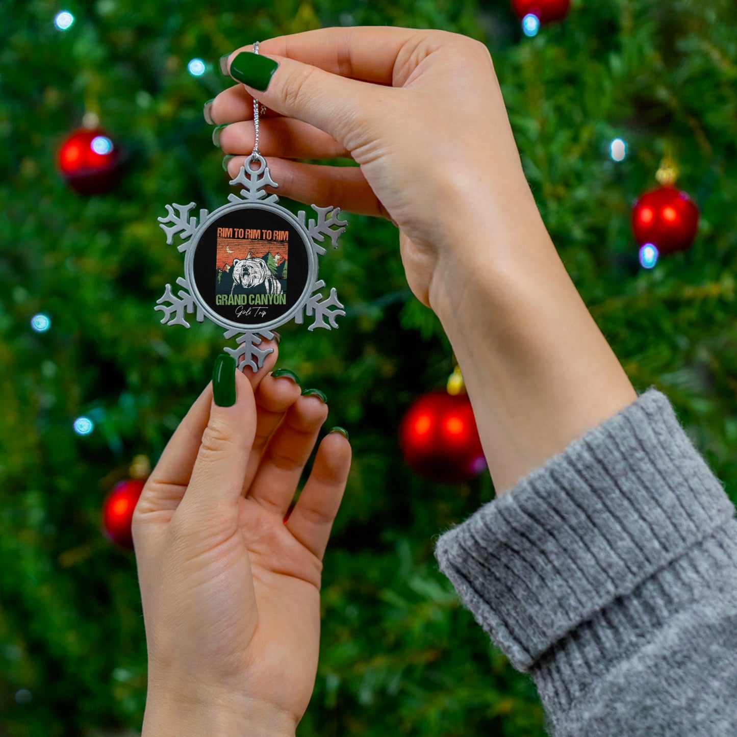 Rim To Rim To Rim Grand Canyon National Park Pewter Snowflake Ornament - NP0436ALL