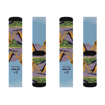 Big Bend Sublimation Socks, Funny Hiking Adventure Gifts, Gifts for Friends and Family Who Love Camping - SOCKNP025