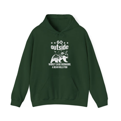 Go Outside A Bear Kill You Funny Animal Wildlife Bear Lover, Grizzly Bear, Nature Hoodie - NPT100ALL