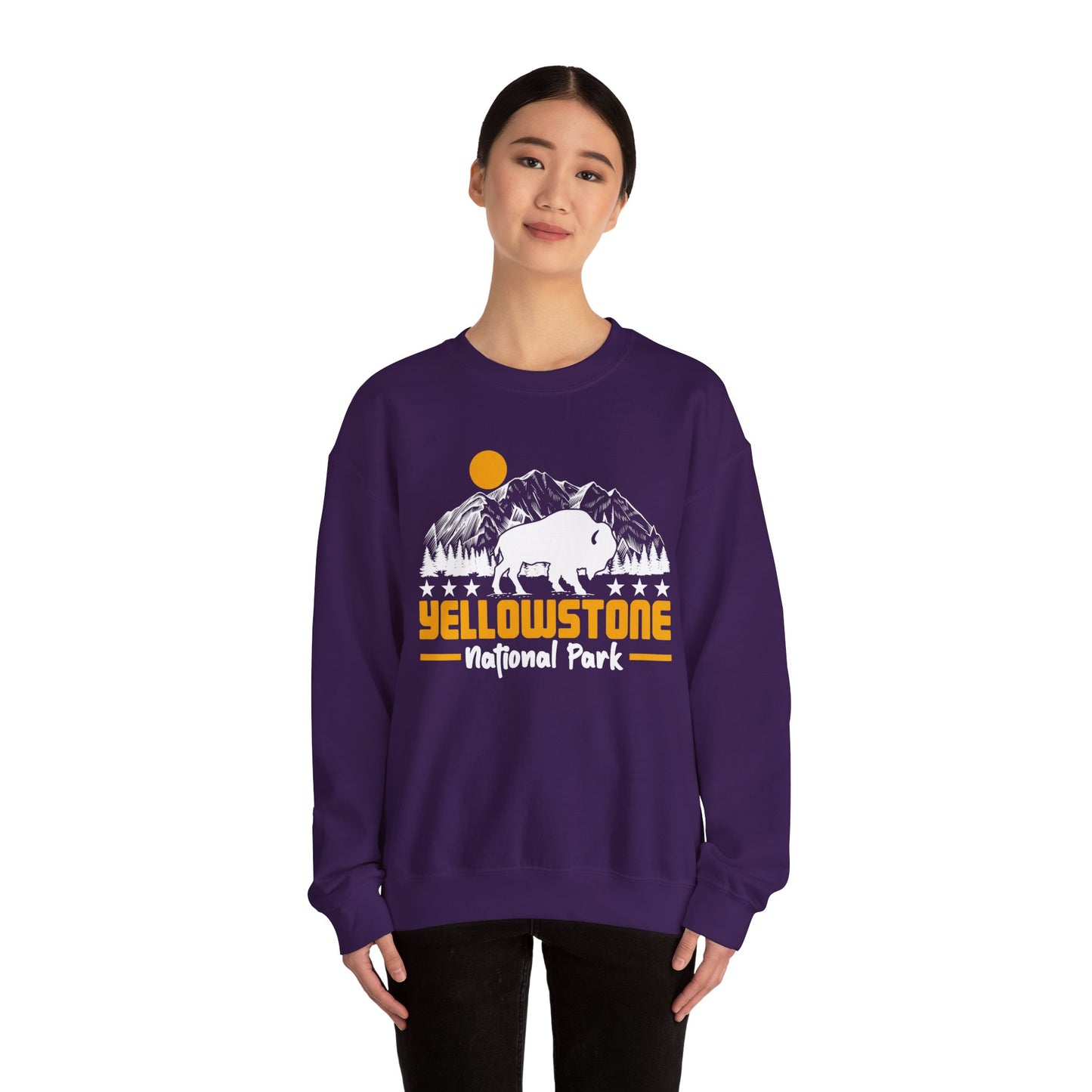 Yellowstone National Park NPS Camping Mountain Buffalo Sweatshirt - NPT059ALL