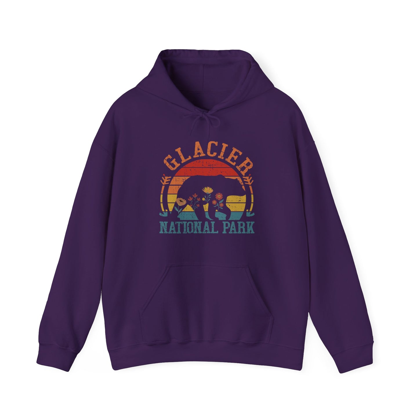 Glacier National Park Bear Floral Hiking Forest Camping Mountain Wild Flower Hiking Hoodie - NPT015ALL