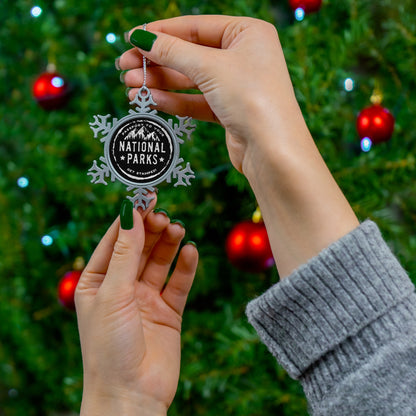 National Park Pewter Snowflake Ornament, Holiday Gifts for Friends, Customizable Gifts from Family, Christmas Decoration