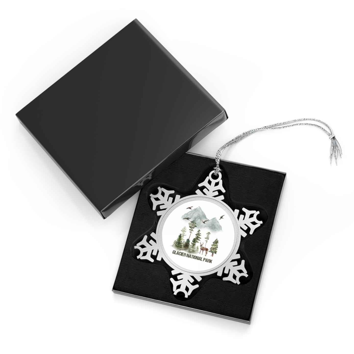 Glacier National Park Adventure Outdoors  Hiking Wanderlust Explore Pewter Snowflake Ornament - NP0173ALL